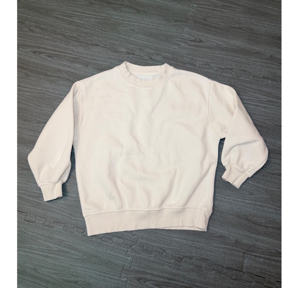 Zara Kids Cream Crewneck Sweatshirt Off White Fleece Lined Size 8-9